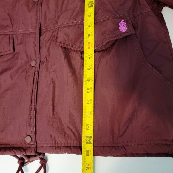 Free People FP Movement Sz Medium Off The Bleachers Coaches Jacket Wine NWT $148 - Picture 16 of 16
